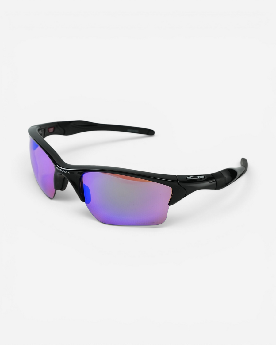 Спортивні сонцезахисні окуляри Oakley Half Jacket 2.0 XL з глянцевою чорною оправою та фіолетово-рожевими дзеркальними лінзами Prizm.